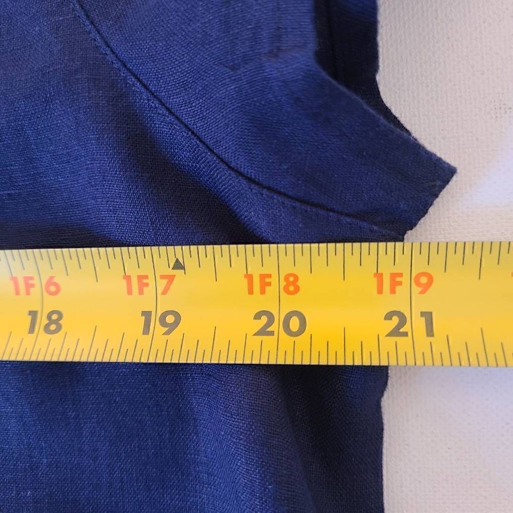 Peck and Peck Womens Navy Blue Linen Short Sleeve Casual Top Small - Picture 6 of 8